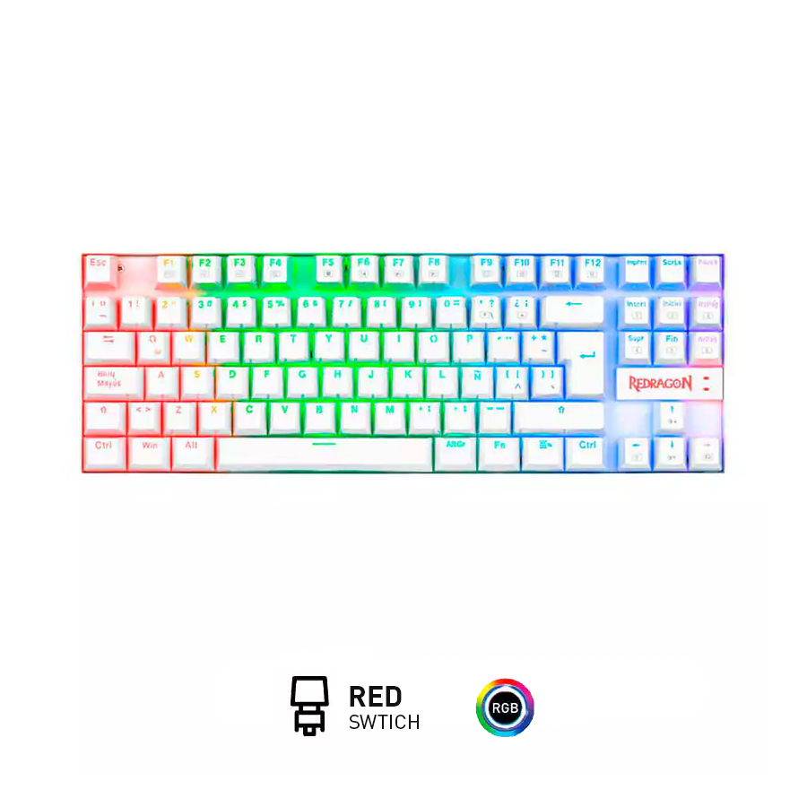 Teclado Redragon K552W-RGB KUMARA WHITE, Switch Rojo, Español